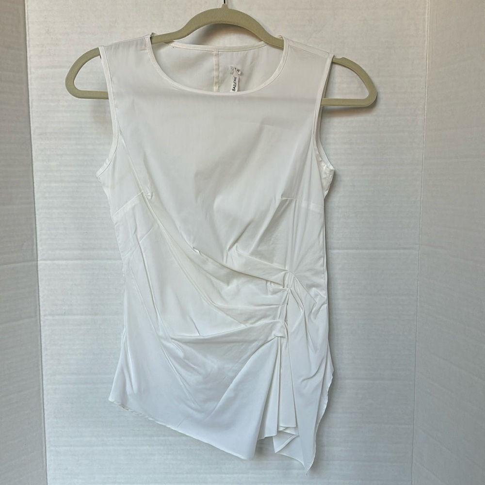 BAILEY 44 Women Fitted Stretch sleeveless Asymmetric White Top XS